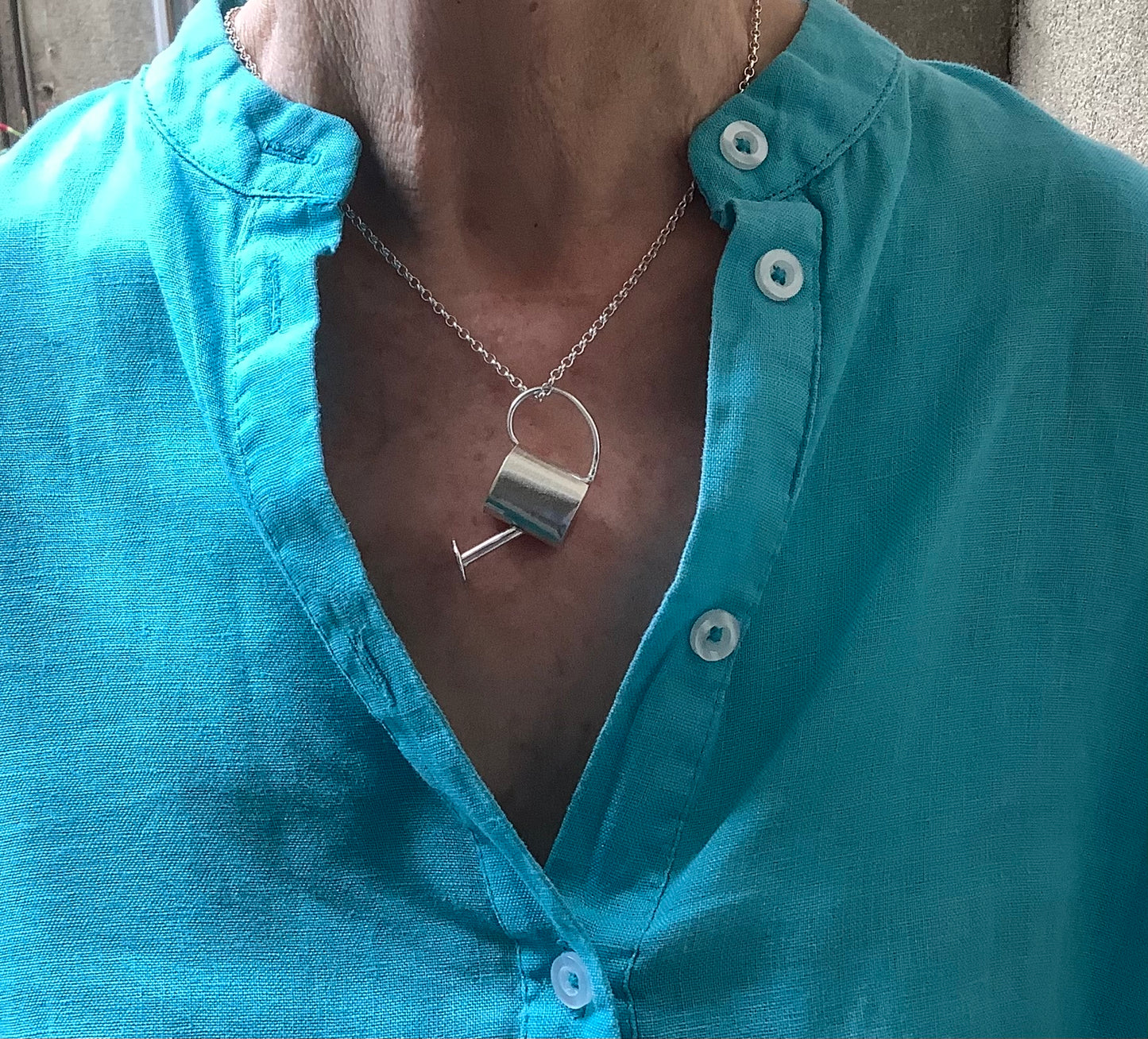 Sterling silver gardening watering can pendant