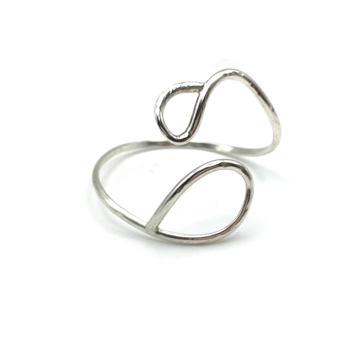 Sterling silver adjustable battered curly bangle