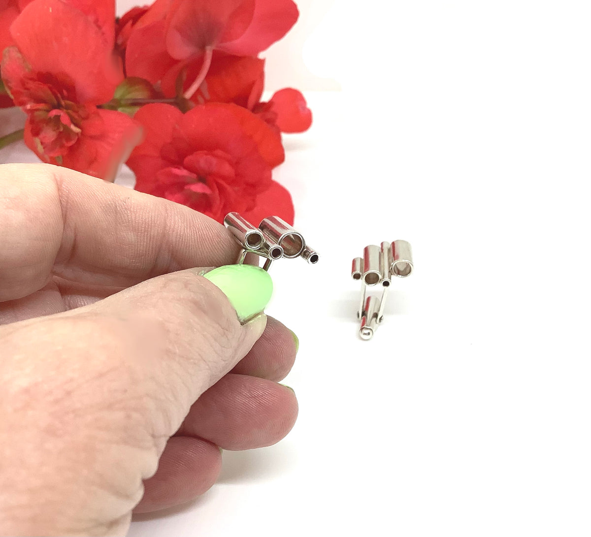 Sterling silver tube cufflinks