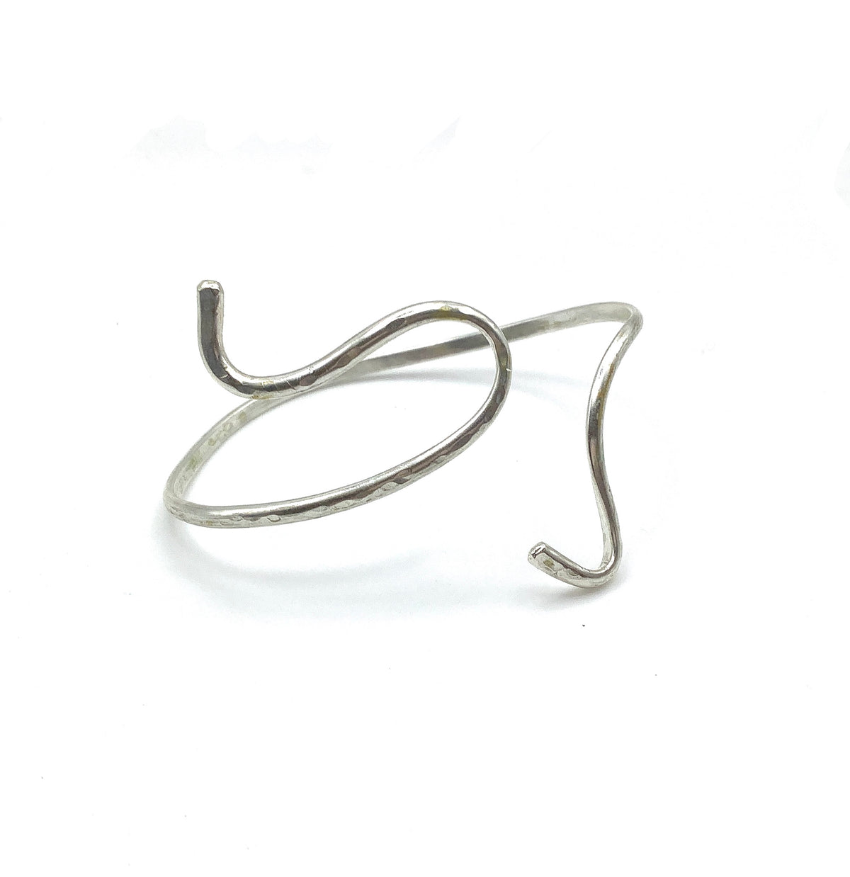 Sterling silver adjustable battered twirly bangle