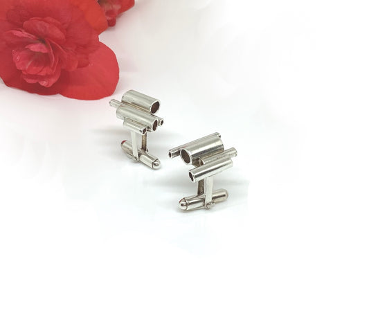 Sterling silver tube cufflinks
