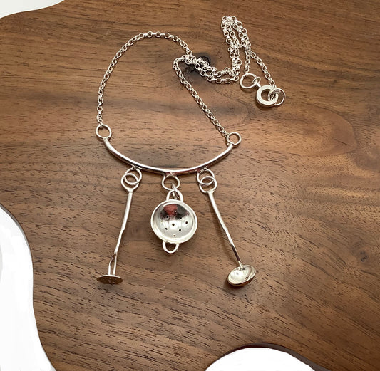 Sterling silver cooking tools necklace